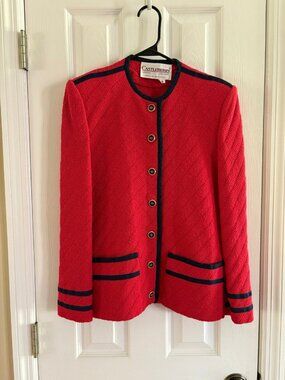 Vintage Castleberry Red Textured Jqcket Blazer Size 6